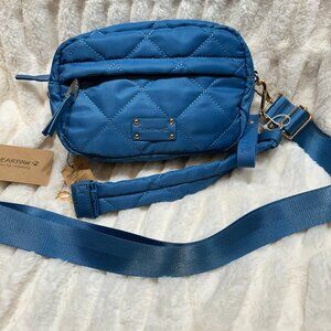 Bearpaw Quilted Nylon Camera Bag Crossbody - Stormy Blue - Large 10" x 7"